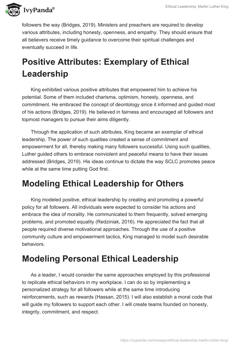 Ethical Leadership: Martin Luther King. Page 2