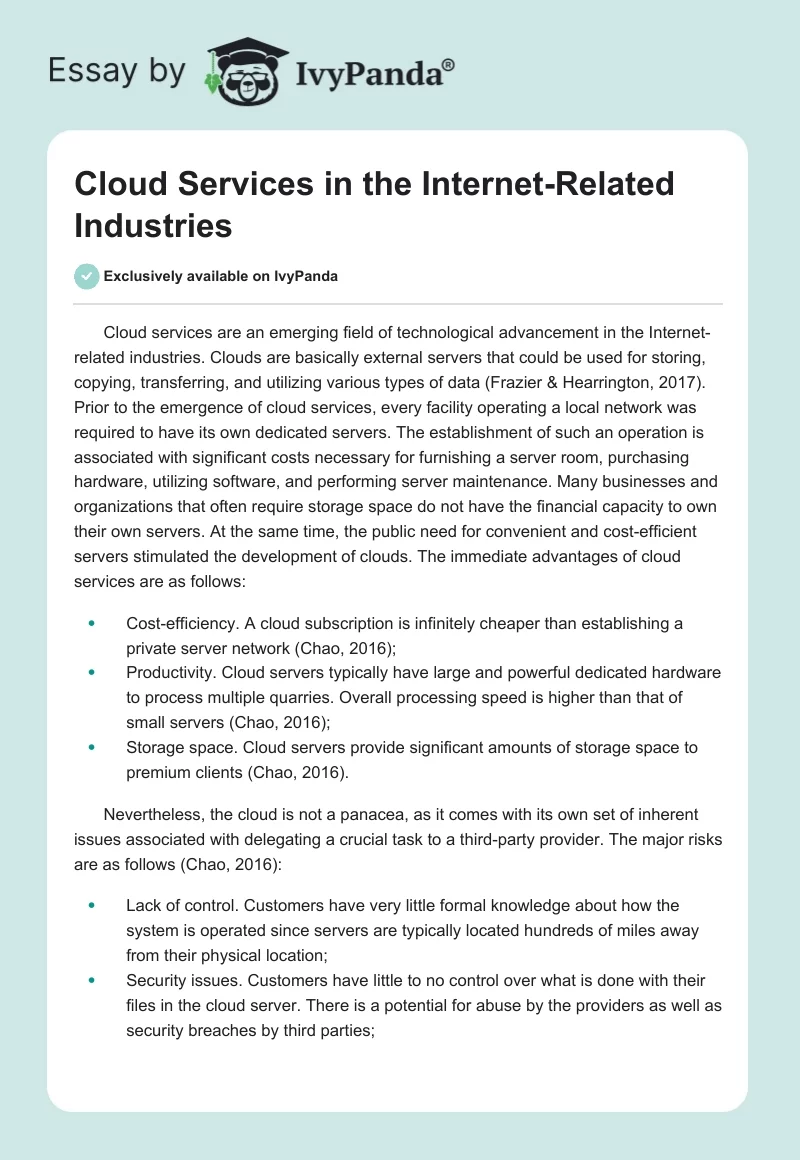 Cloud Services in the Internet-Related Industries. Page 1