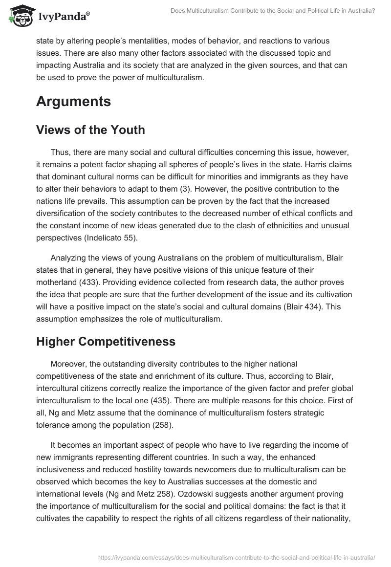 Does Multiculturalism Contribute to the Social and Political Life in Australia?. Page 2