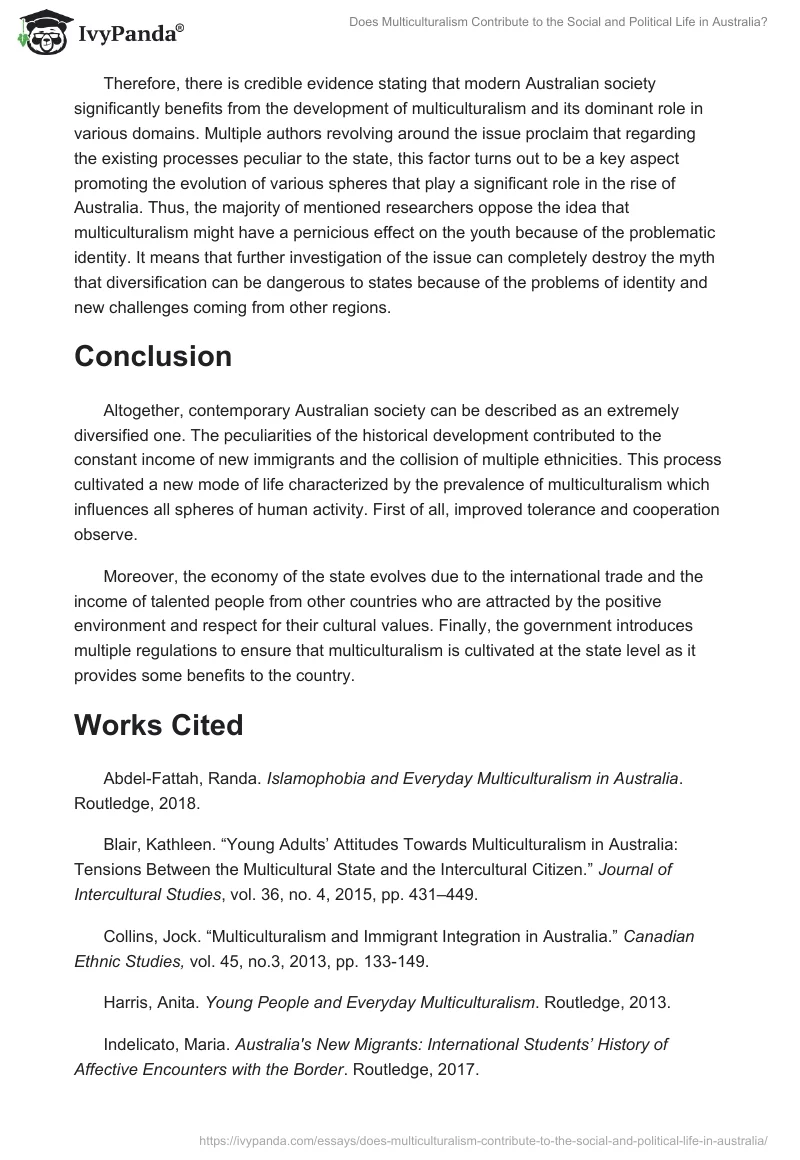 Does Multiculturalism Contribute to the Social and Political Life in Australia?. Page 5