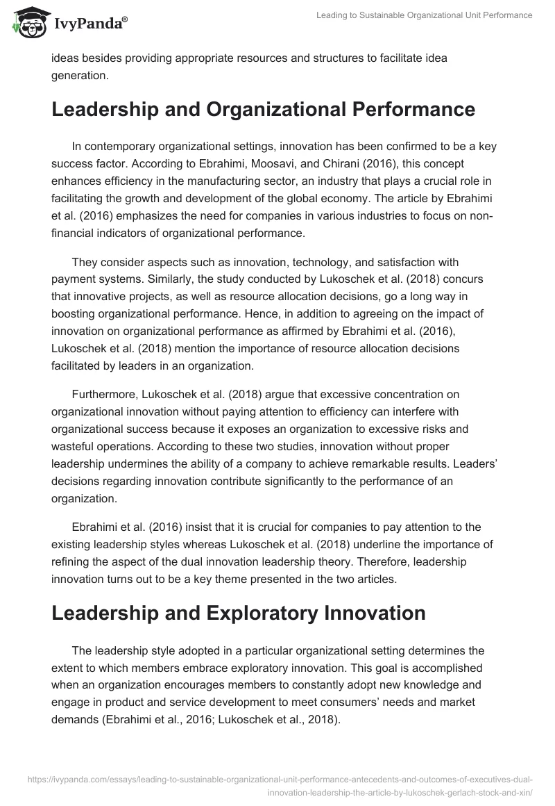 Leading to Sustainable Organizational Unit Performance. Page 2