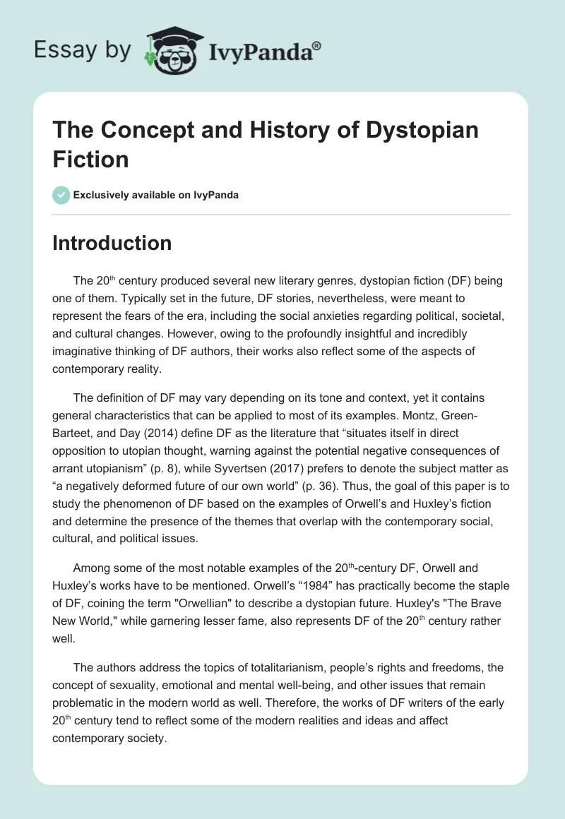 The Concept and History of Dystopian Fiction. Page 1
