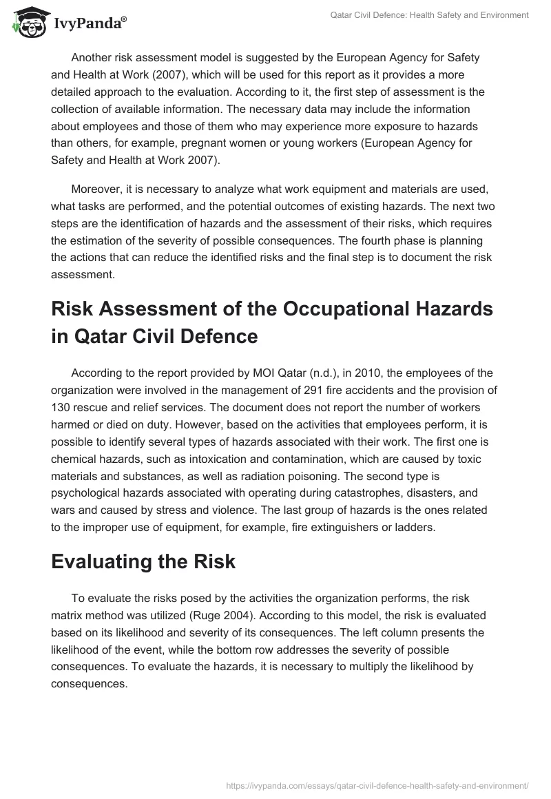 Qatar Civil Defence: Health Safety and Environment. Page 3