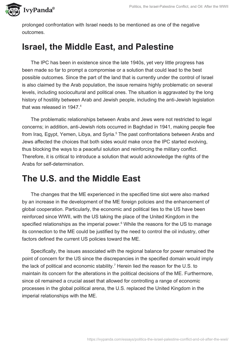 Politics, the Israel-Palestine Conflict, and Oil: After the WWII. Page 2