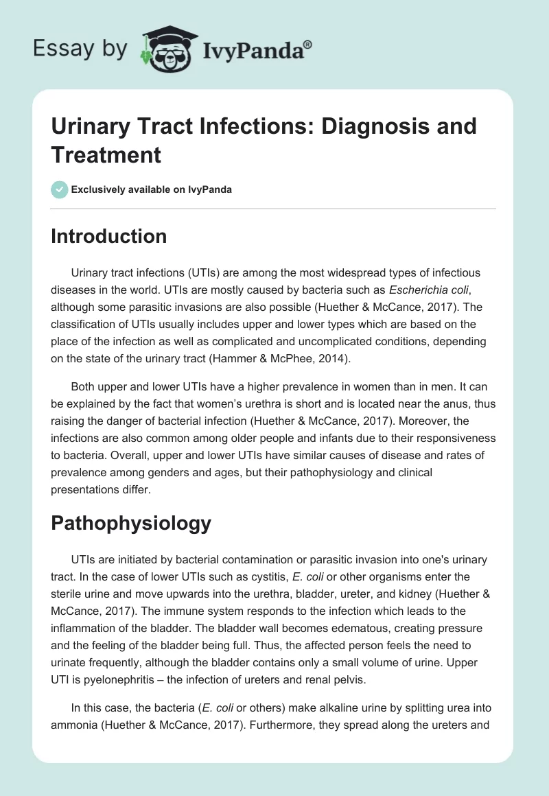 Urinary Tract Infections: Diagnosis and Treatment. Page 1