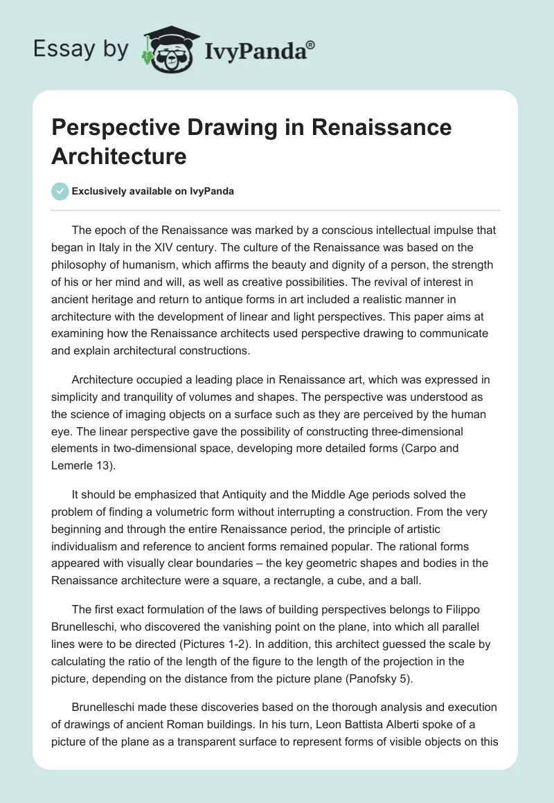 Perspective Drawing in Renaissance Architecture. Page 1