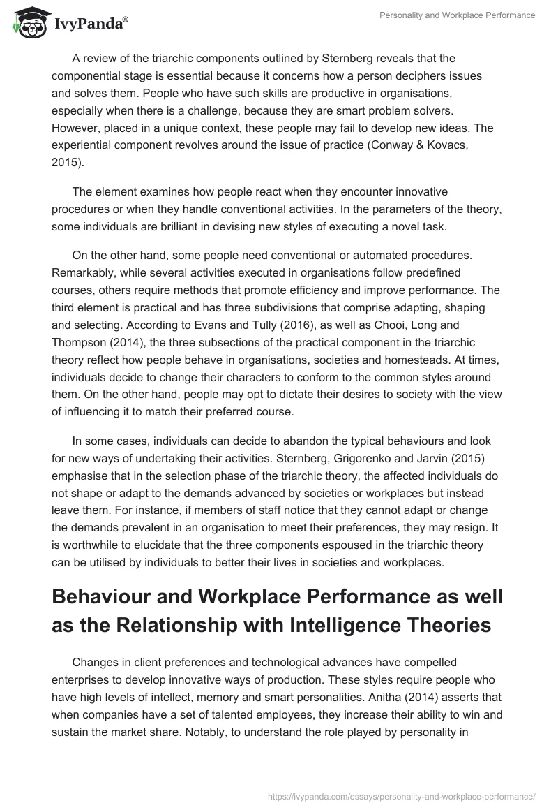 Personality and Workplace Performance. Page 4