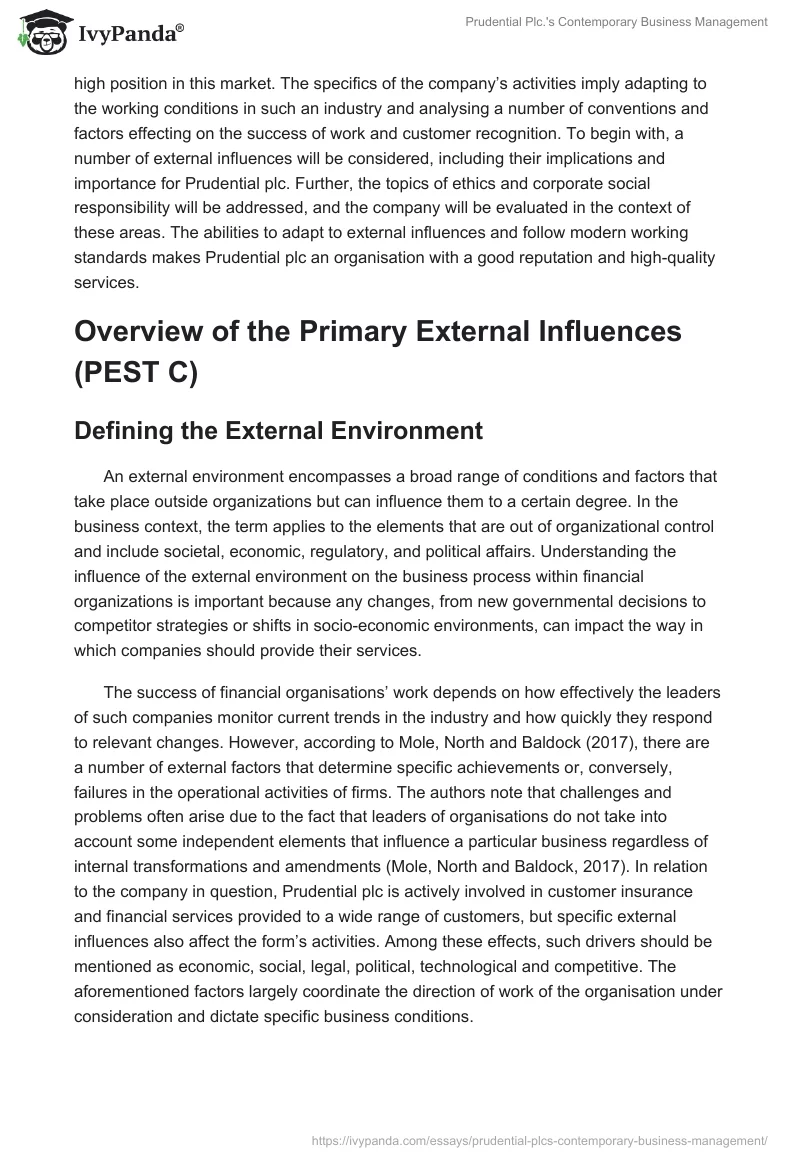 Prudential Plc.'s Contemporary Business Management. Page 2