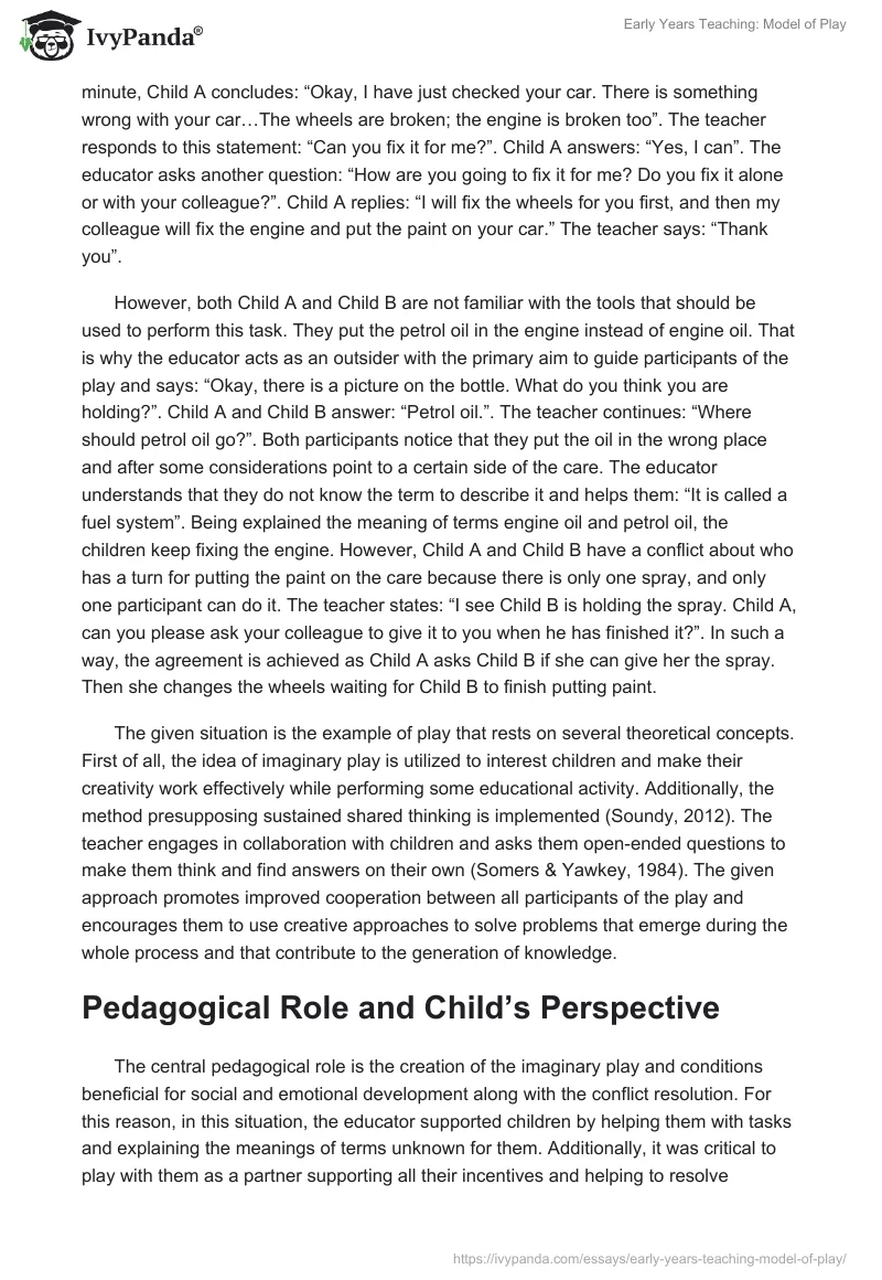 Early Years Teaching: Model of Play. Page 4
