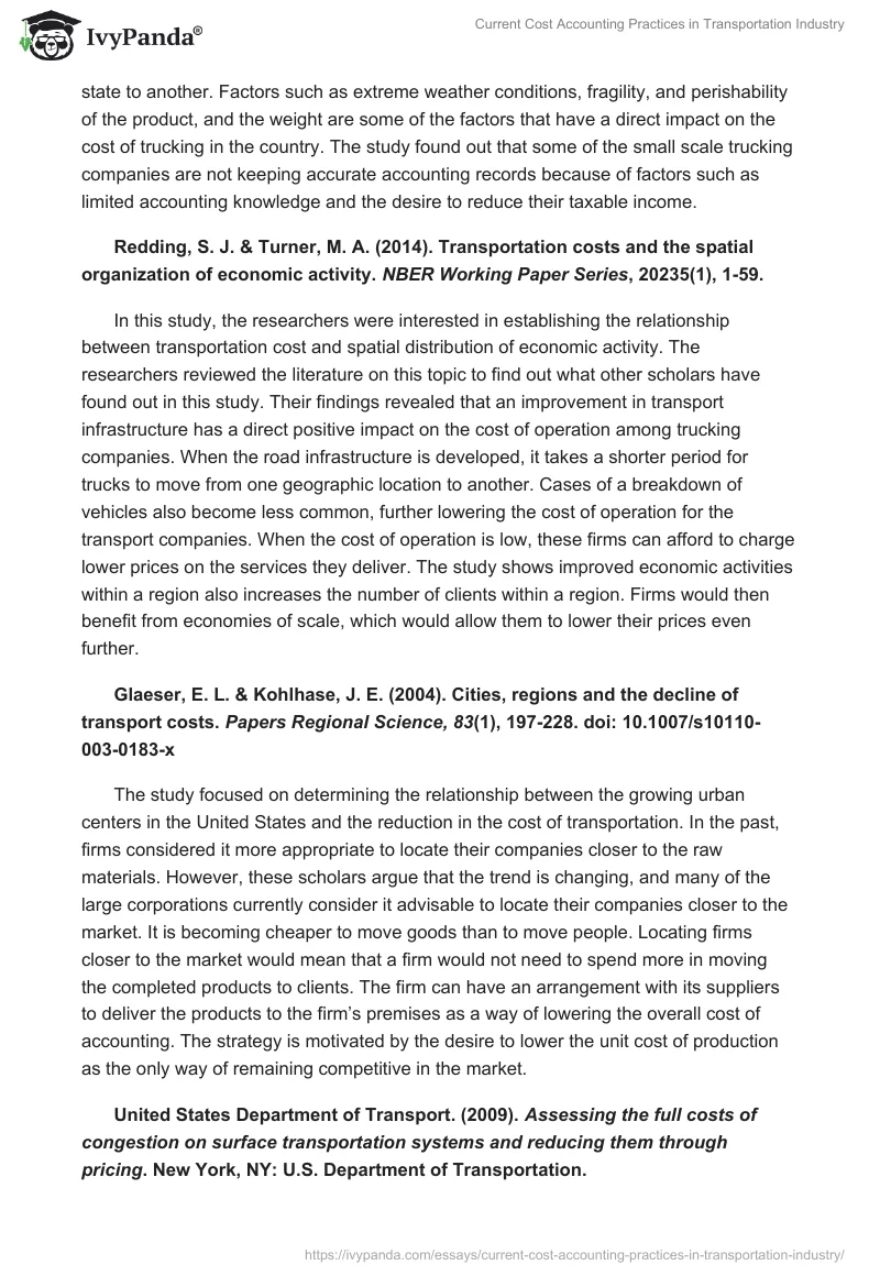 Current Cost Accounting Practices in Transportation Industry. Page 2