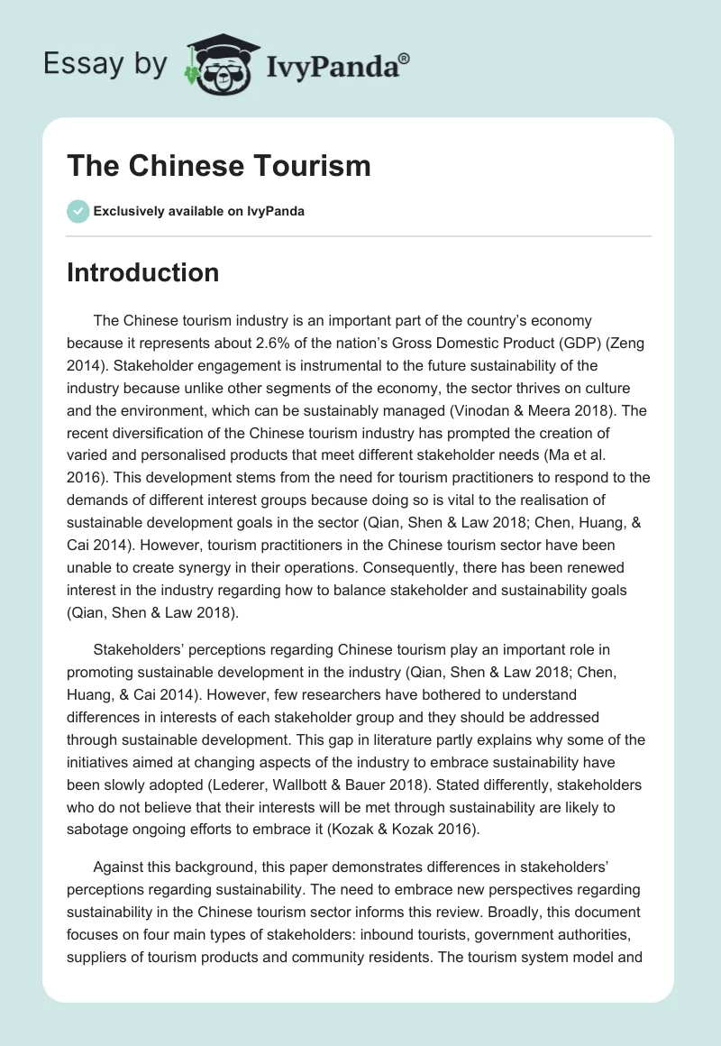 The Chinese Tourism. Page 1