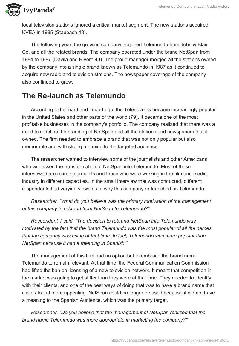 Telemundo Company in Latin Media History. Page 3