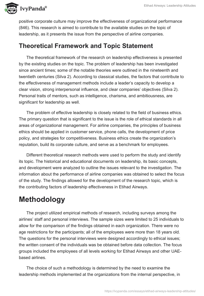 Etihad Airways: Leadership Attitudes. Page 3