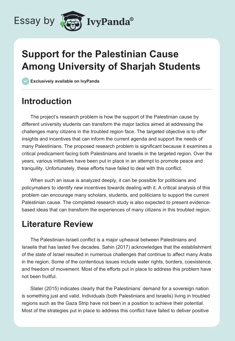 Support for the Palestinian Cause Among University of Sharjah Students. Page 1