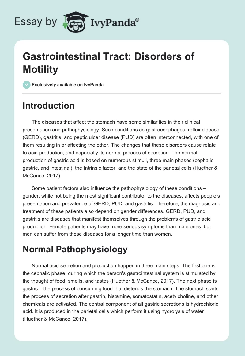 Gastrointestinal Tract: Disorders of Motility. Page 1