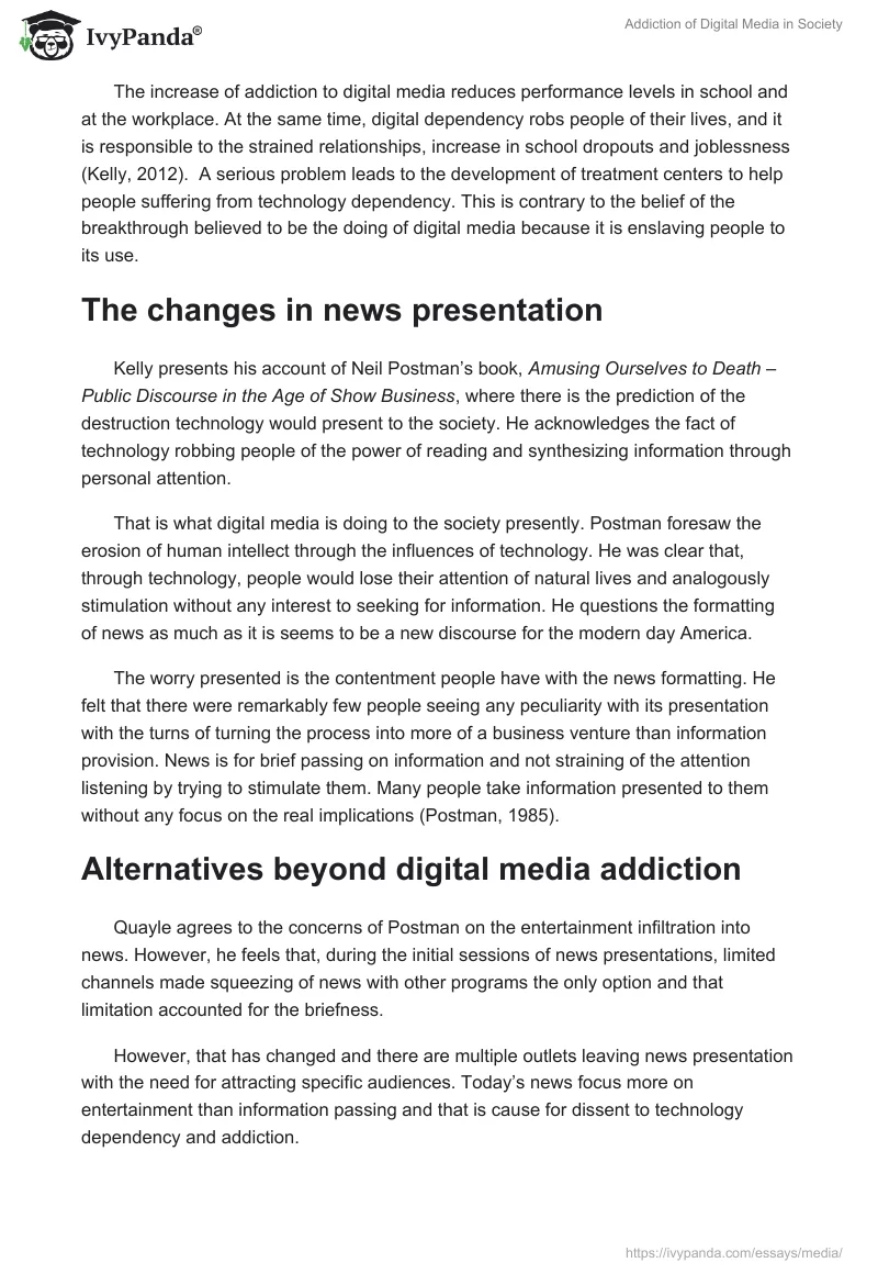 Addiction of Digital Media in Society. Page 2