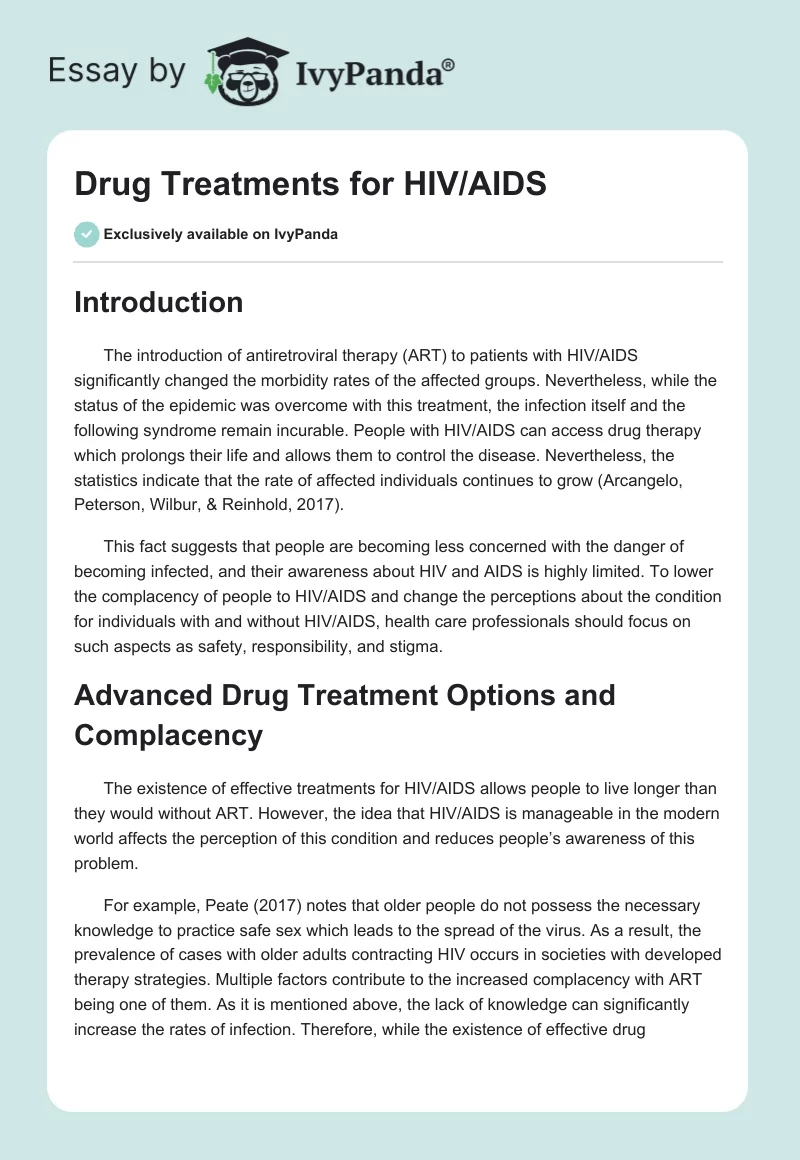 Drug Treatments for HIV/AIDS. Page 1