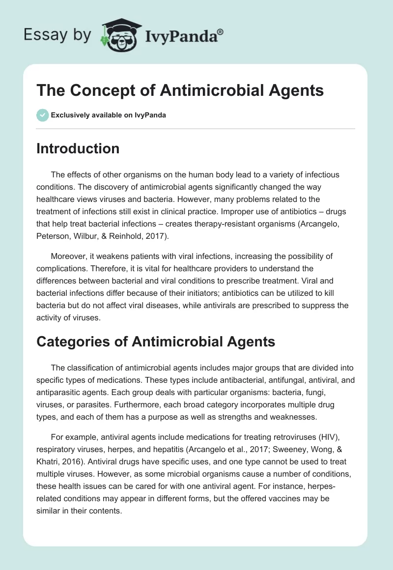 The Concept of Antimicrobial Agents. Page 1
