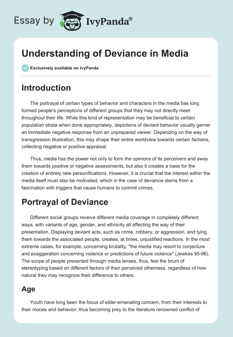 Understanding of Deviance in Media. Page 1