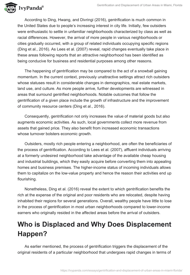 Gentrification and Displacement of Urban Areas in Miami, Florida. Page 2