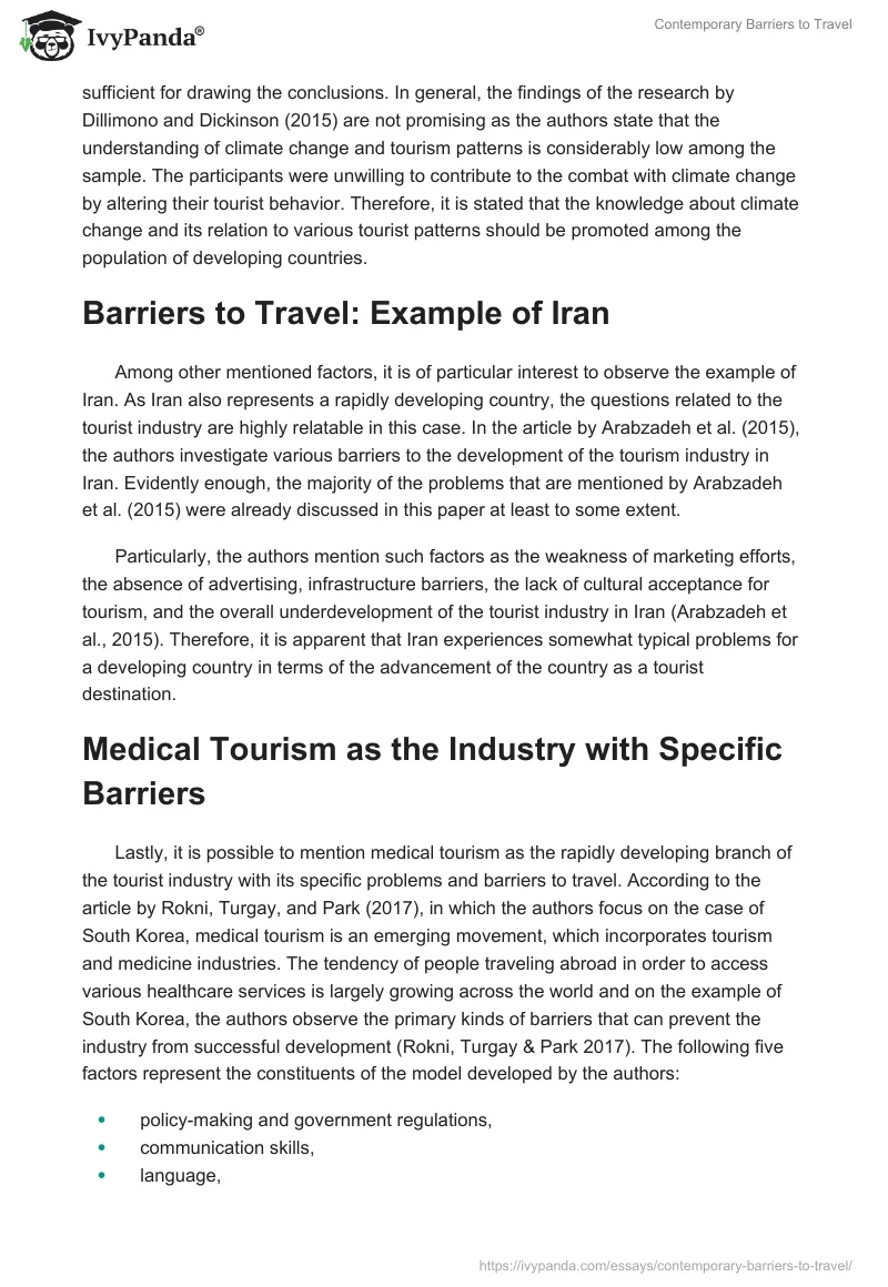 Contemporary Barriers to Travel. Page 5