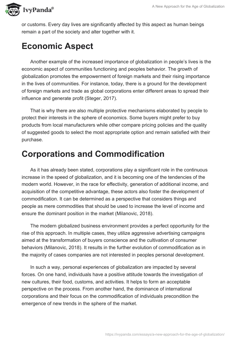 A New Approach for the Age of Globalization. Page 2