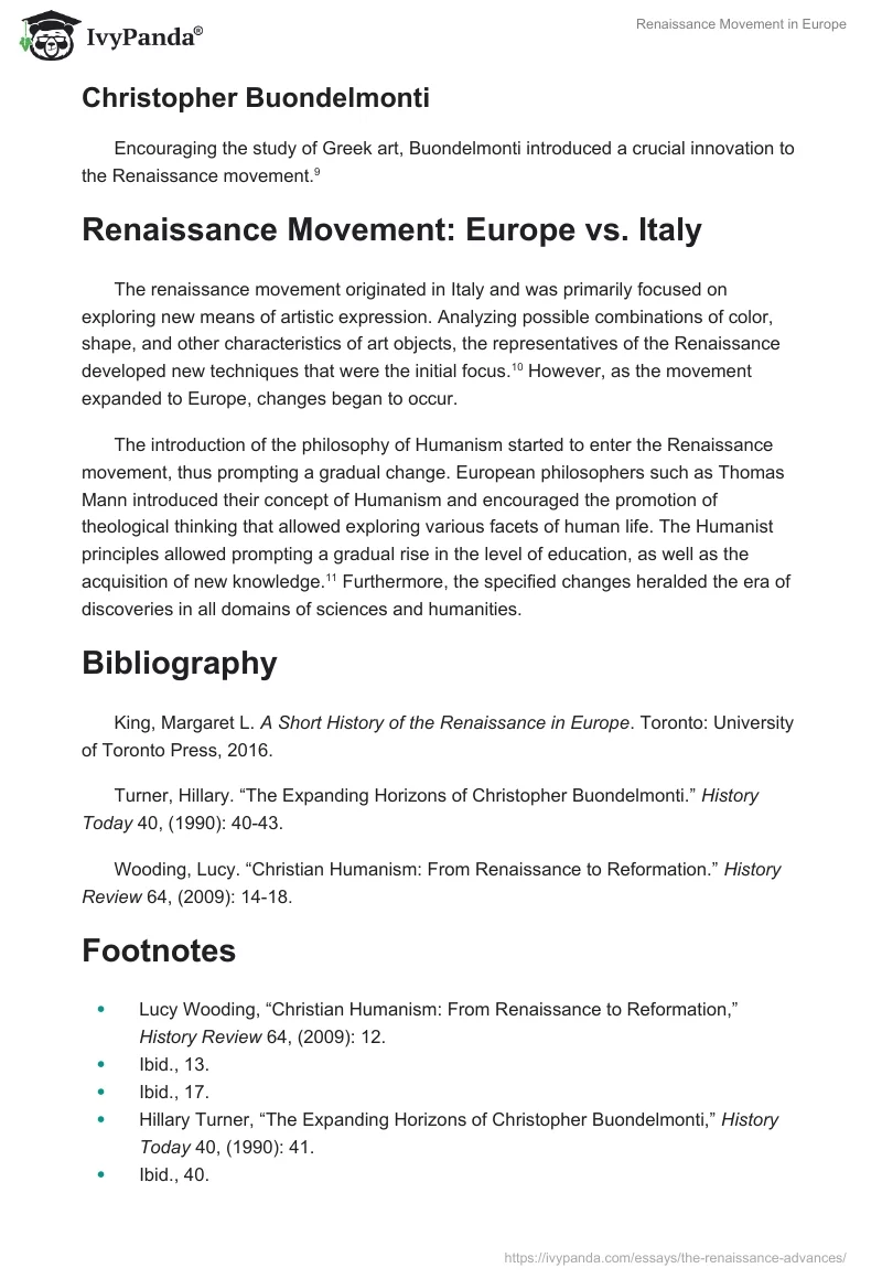 Renaissance Movement in Europe. Page 4