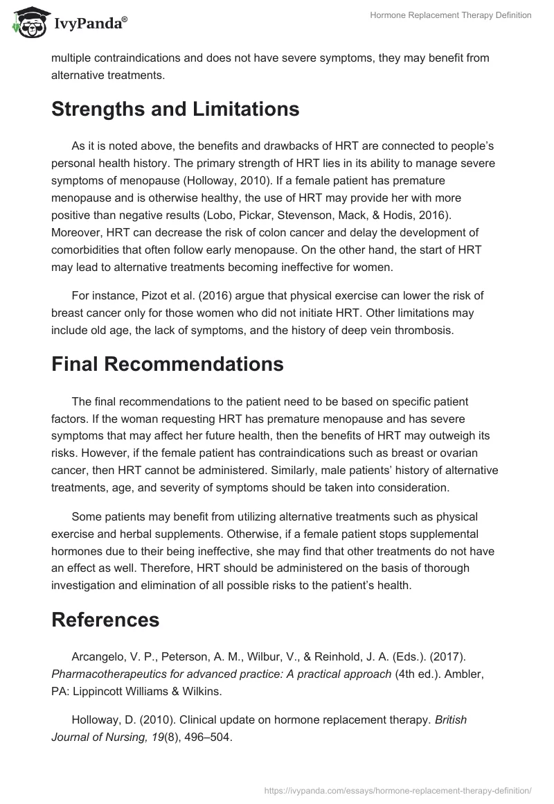 Hormone Replacement Therapy Definition. Page 2