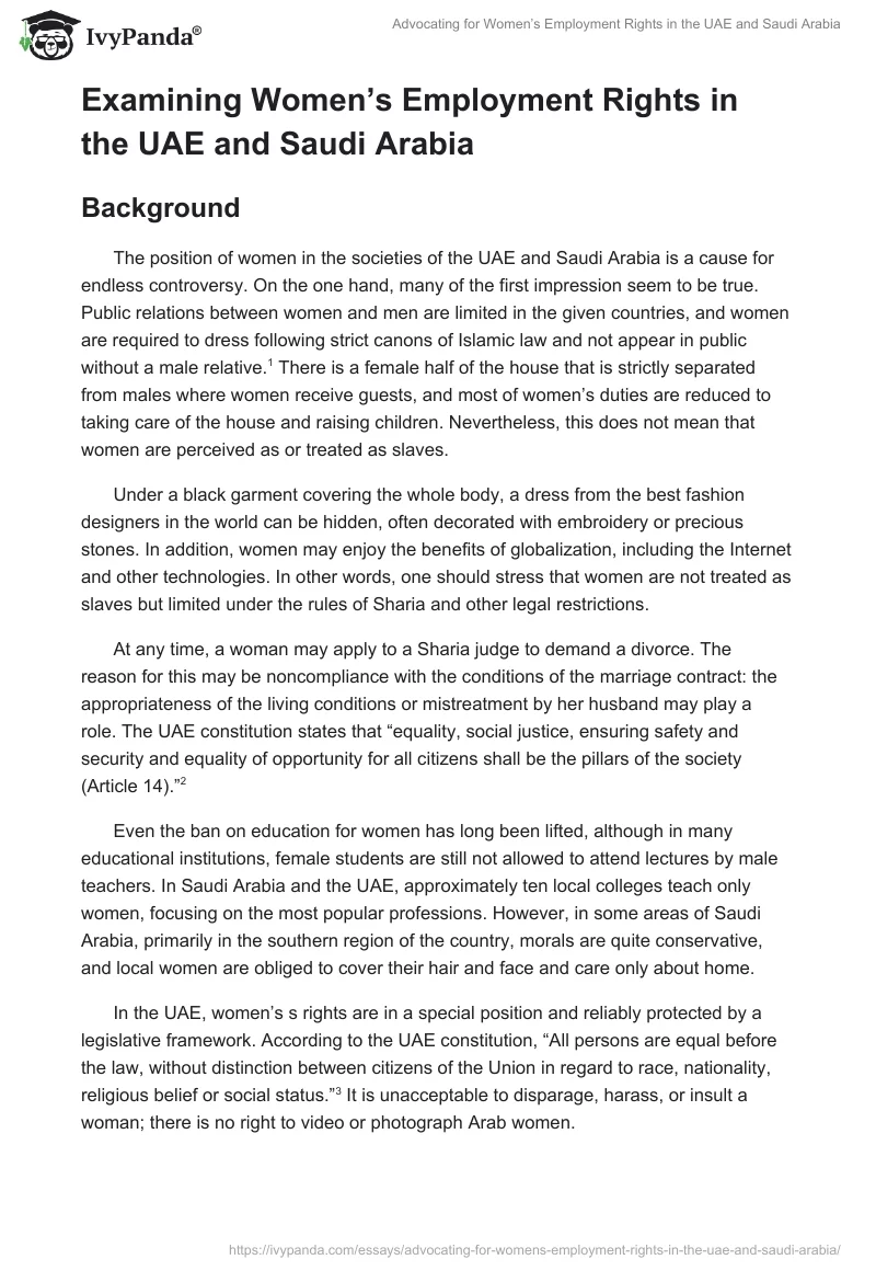 Advocating for Women’s Employment Rights in the UAE and Saudi Arabia. Page 2