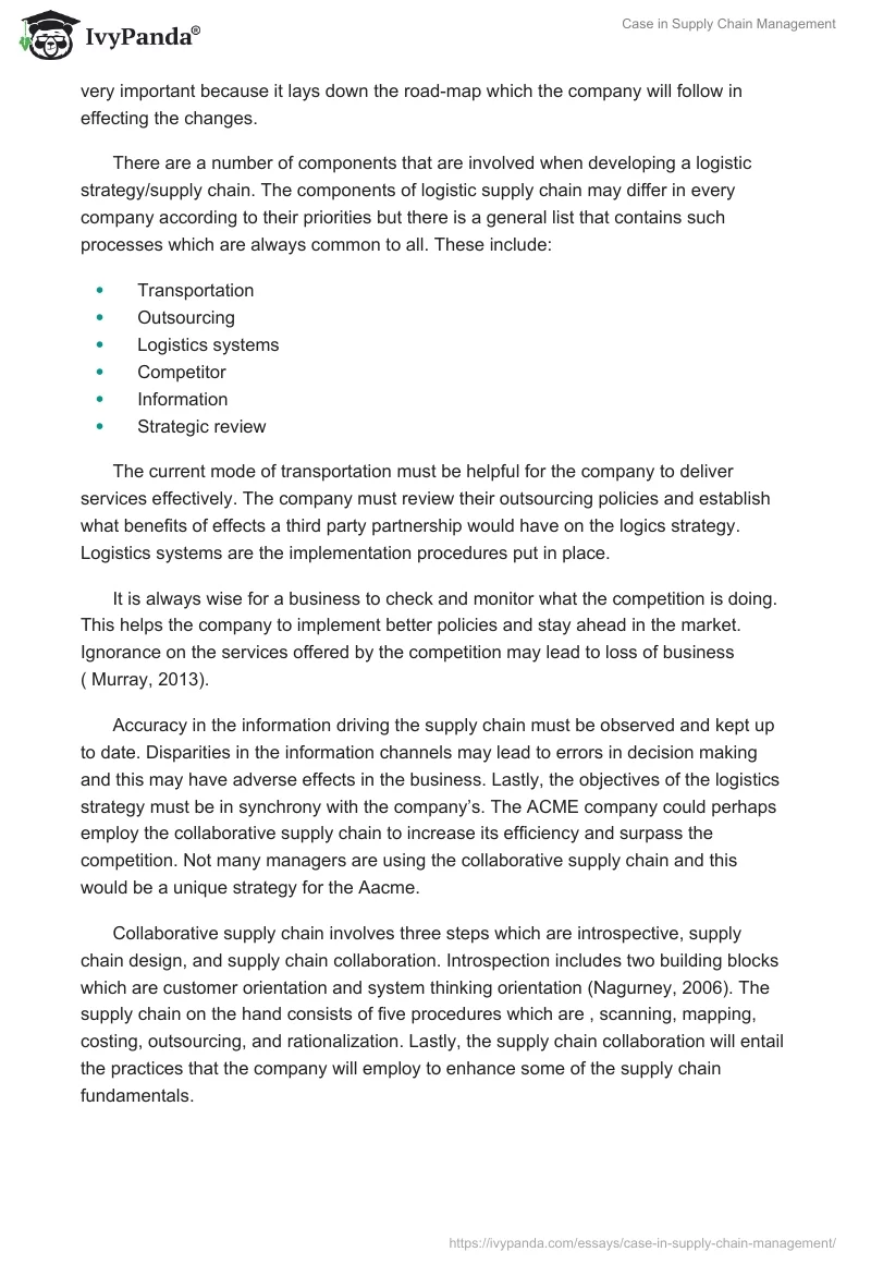 Case in Supply Chain Management. Page 4