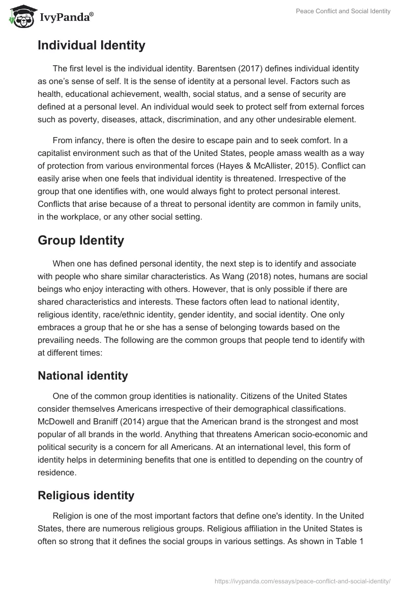 Peace Conflict and Social Identity. Page 2