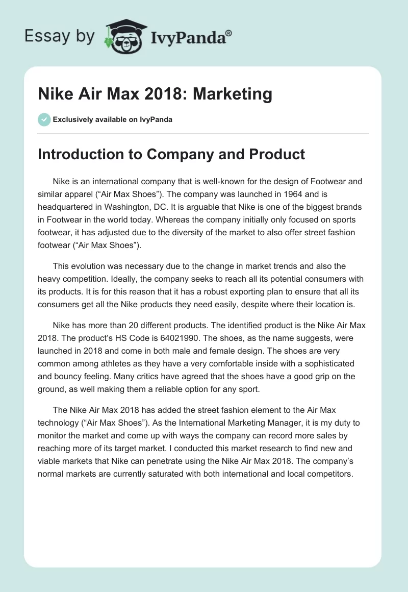 Nike Air Max 2018: Marketing. Page 1