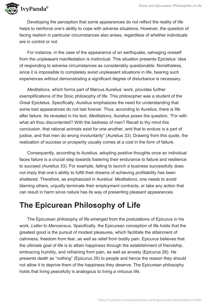 Stoics and Epicureans’ Philosophies of Life. Page 2