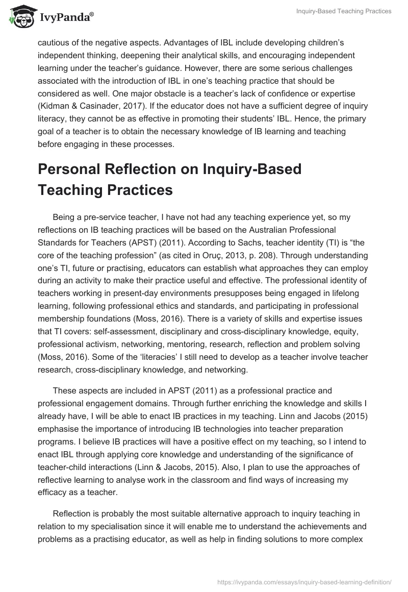 Inquiry-Based Teaching Practices. Page 3
