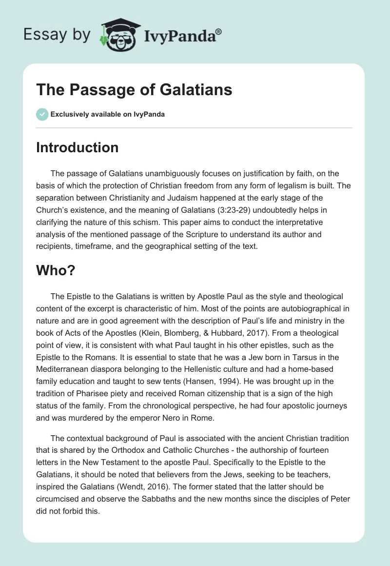 The Passage of Galatians. Page 1