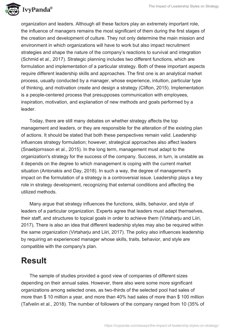 The Impact of Leadership Styles on Strategy. Page 3
