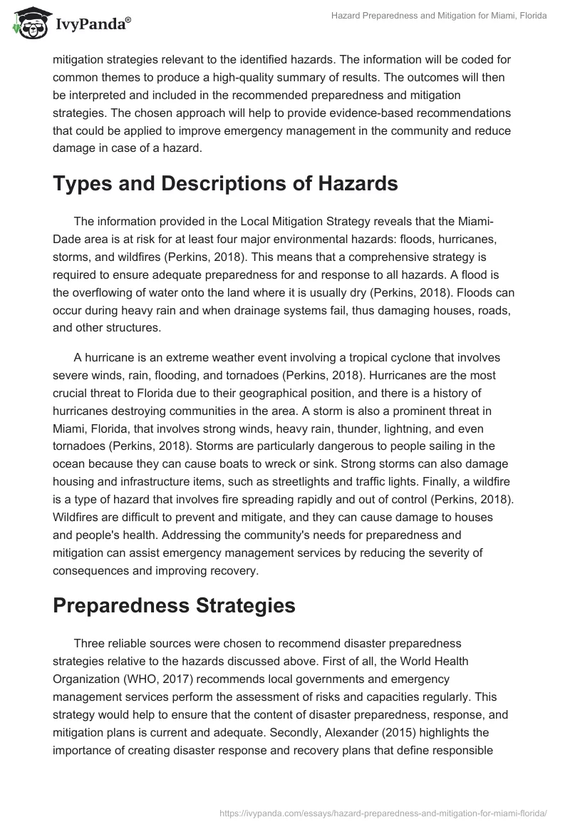 Hazard Preparedness and Mitigation for Miami, Florida. Page 2