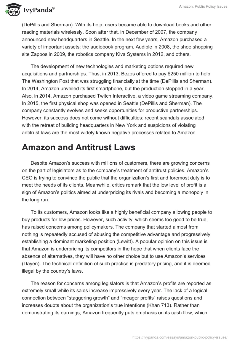 Amazon: Public Policy Issues. Page 2