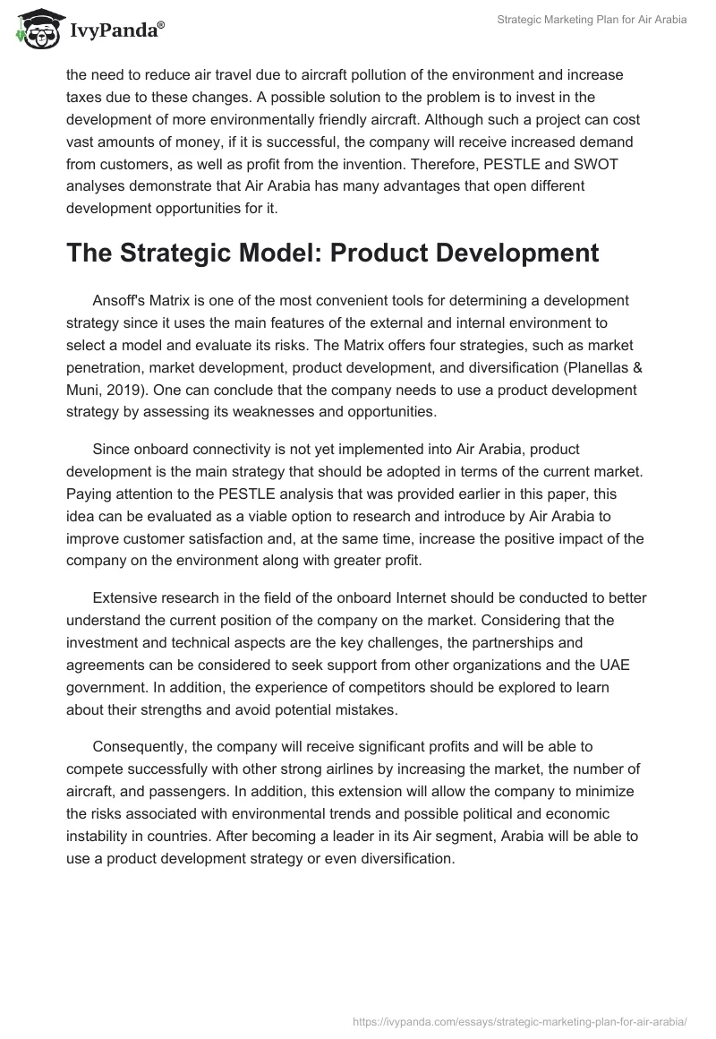 Strategic Marketing Plan for Air Arabia. Page 5