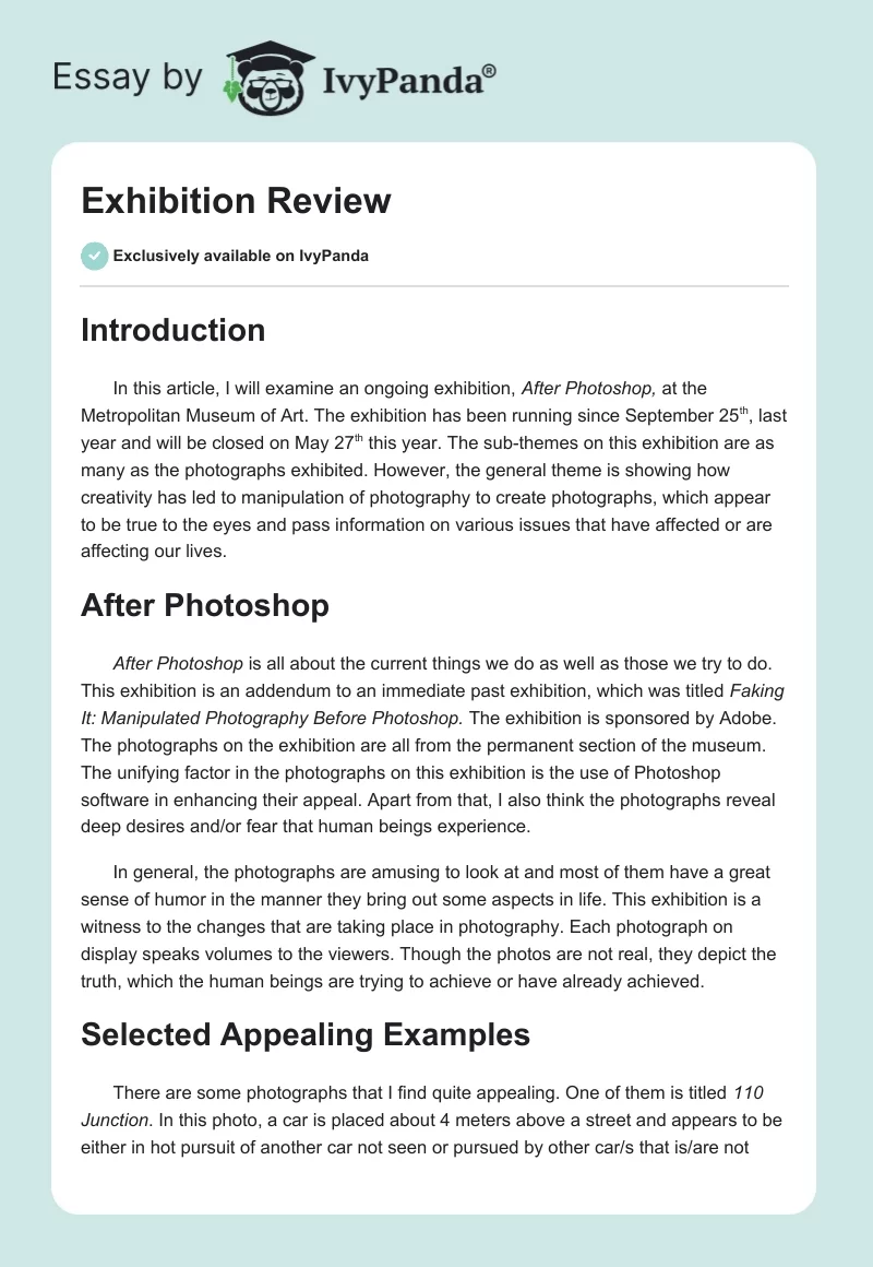 Exhibition Review. Page 1