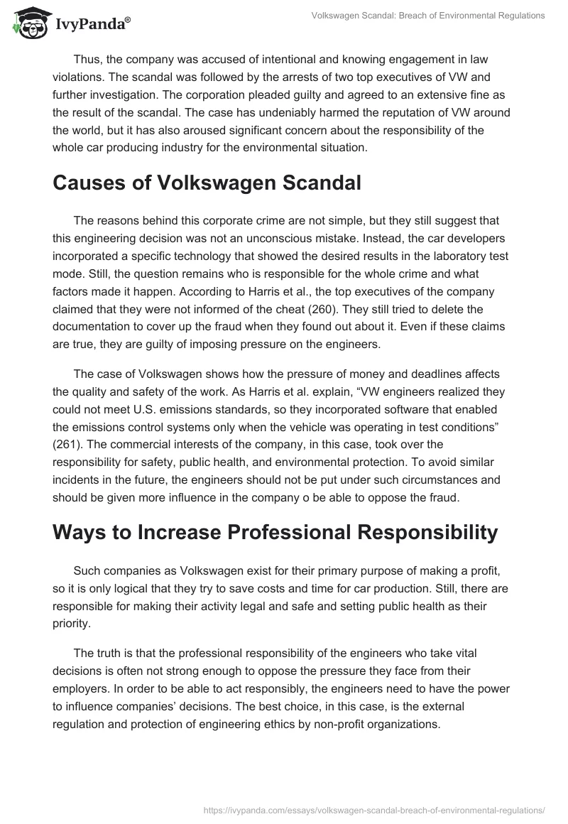 Volkswagen Scandal: Breach of Environmental Regulations. Page 2