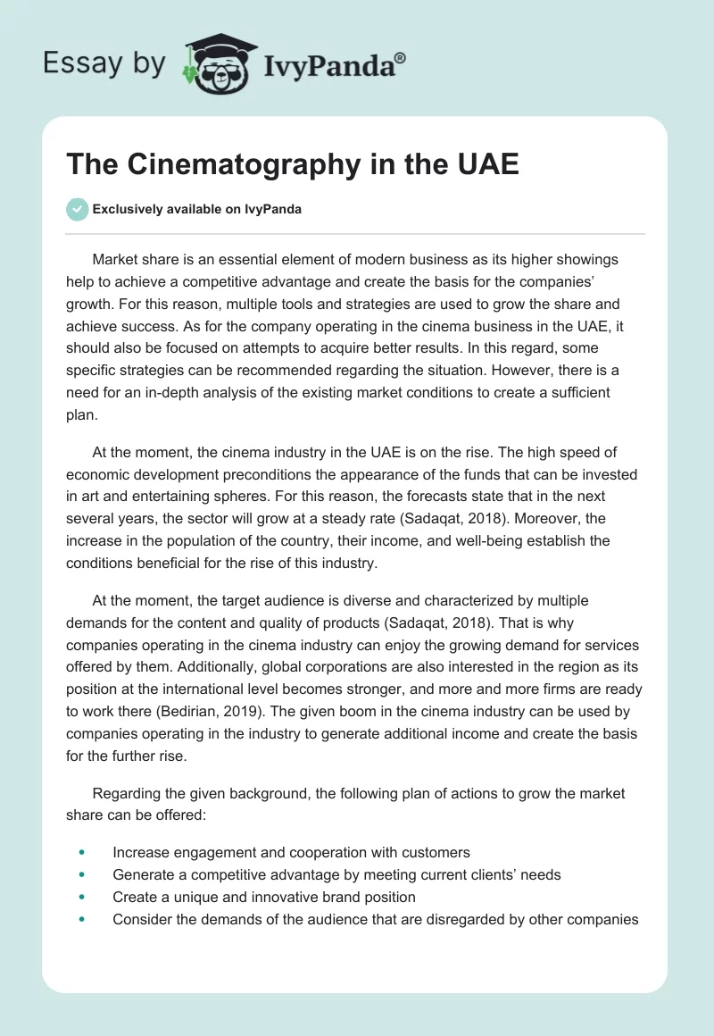 The Cinematography in the UAE. Page 1