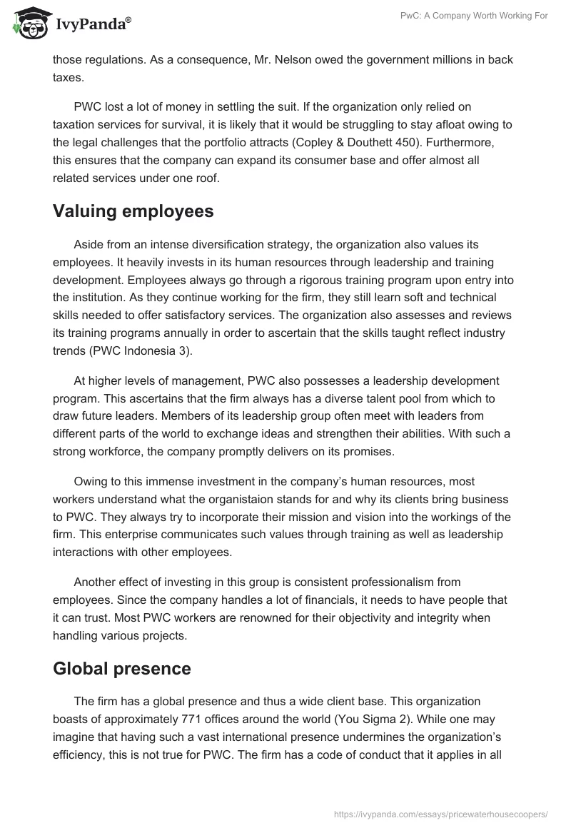 PwC: A Company Worth Working For. Page 3