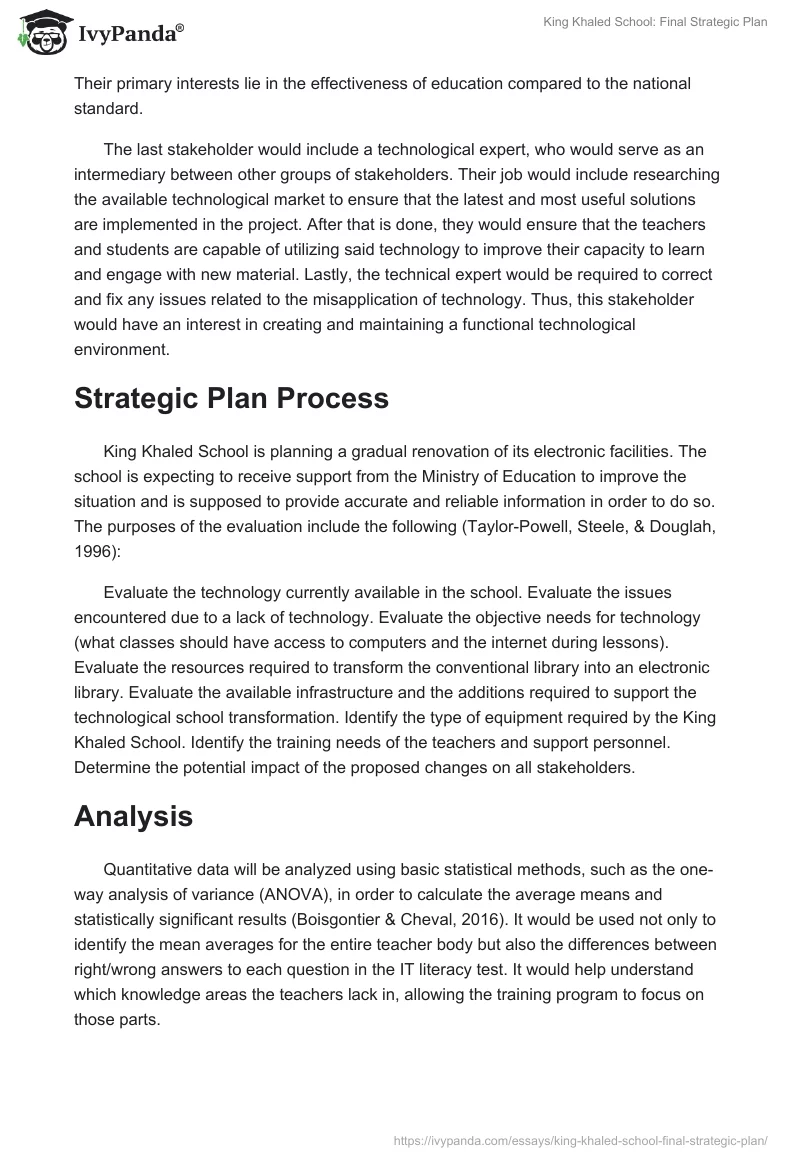 King Khaled School: Final Strategic Plan. Page 2