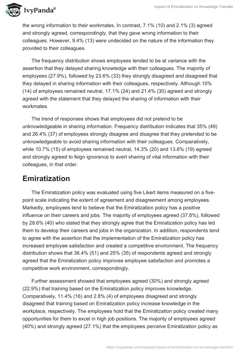 Impact of Emiratization on Knowledge Transfer. Page 4