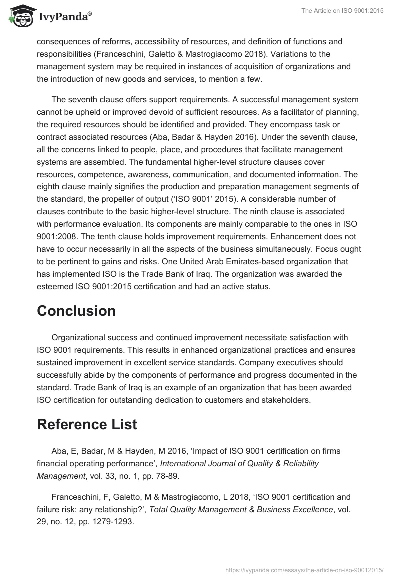 The Article on ISO 9001:2015. Page 2