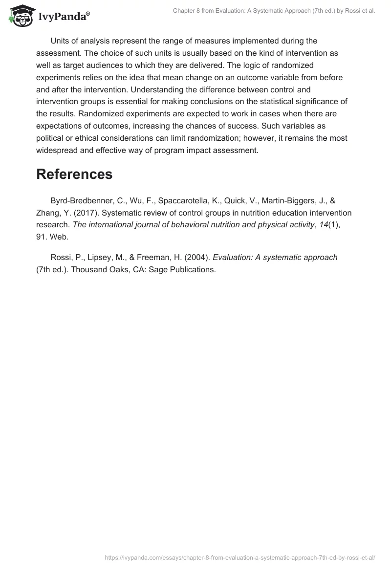 Chapter 8 from "Evaluation: A Systematic Approach (7th ed.)" by Rossi et al.. Page 2
