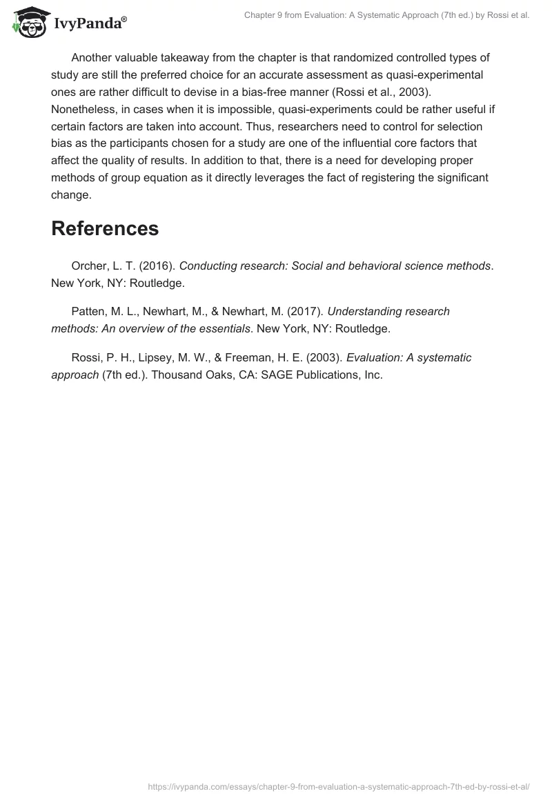 Chapter 9 from "Evaluation: A Systematic Approach (7th ed.)" by Rossi et al.. Page 2