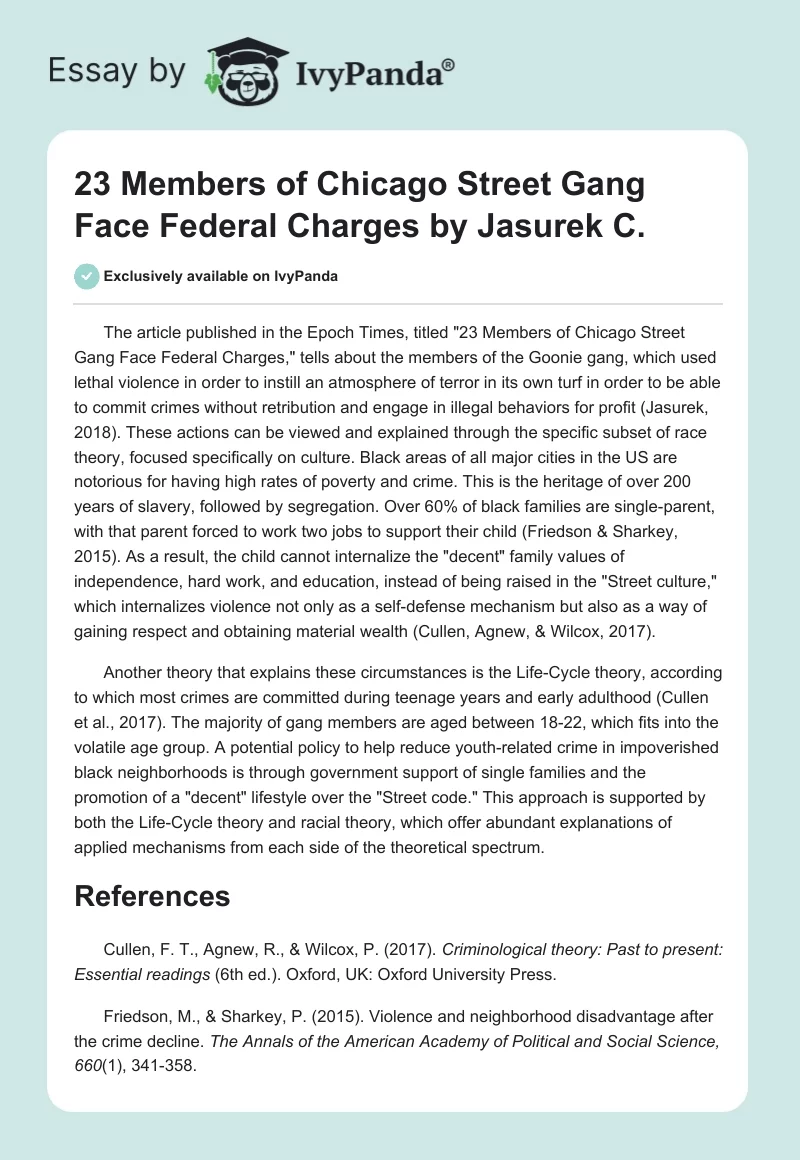 "23 Members of Chicago Street Gang Face Federal Charges" by Jasurek C.. Page 1