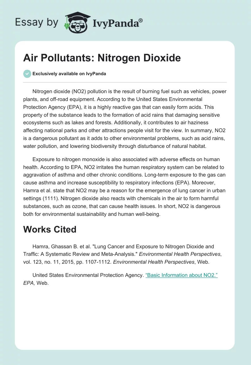Air Pollutants: Nitrogen Dioxide. Page 1